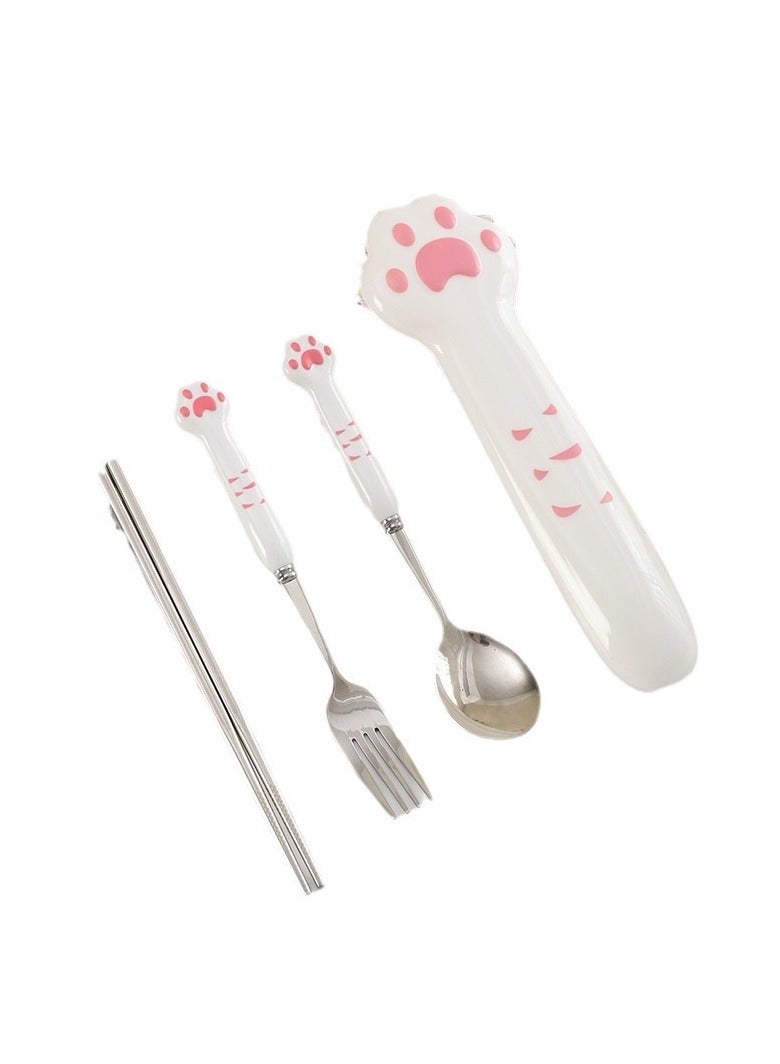 4-Piece Chopsticks Spoon Fork Set Portable Cutlery Set With Box - Image 1