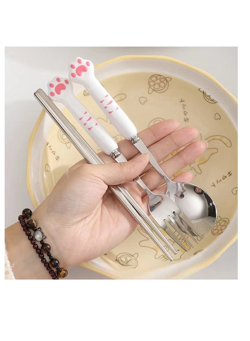 4-Piece Chopsticks Spoon Fork Set Portable Cutlery Set With Box - Image 2