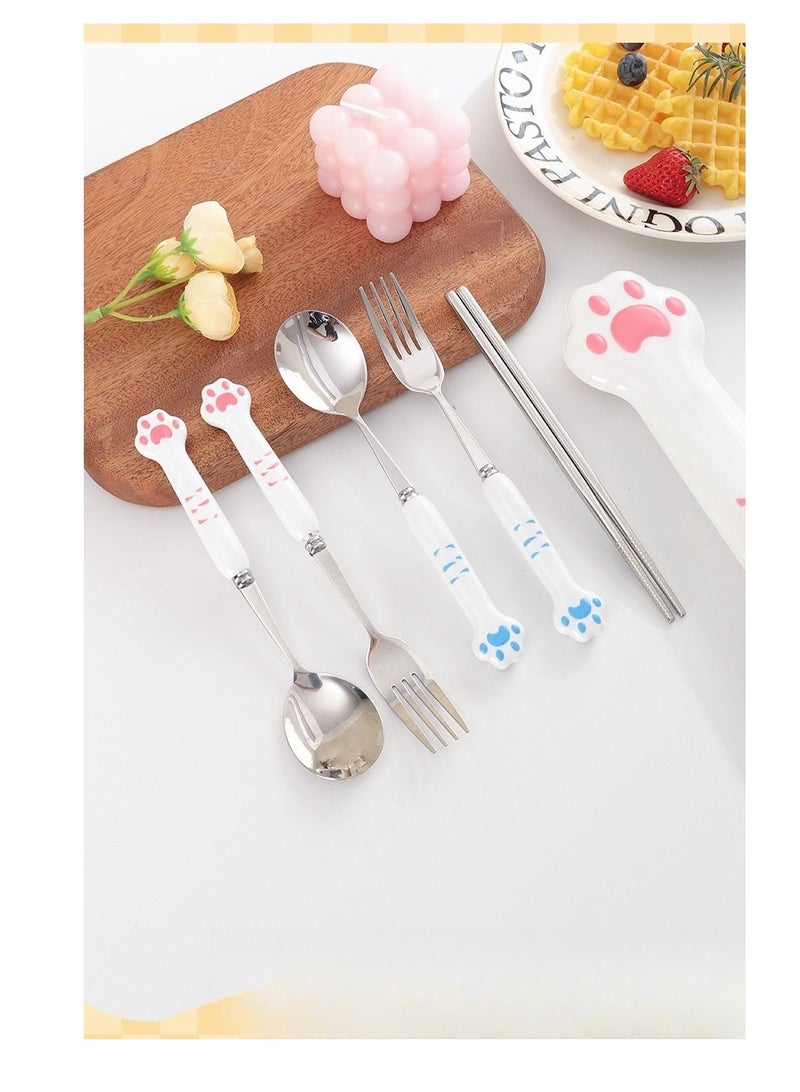 4-Piece Chopsticks Spoon Fork Set Portable Cutlery Set With Box - Image 4