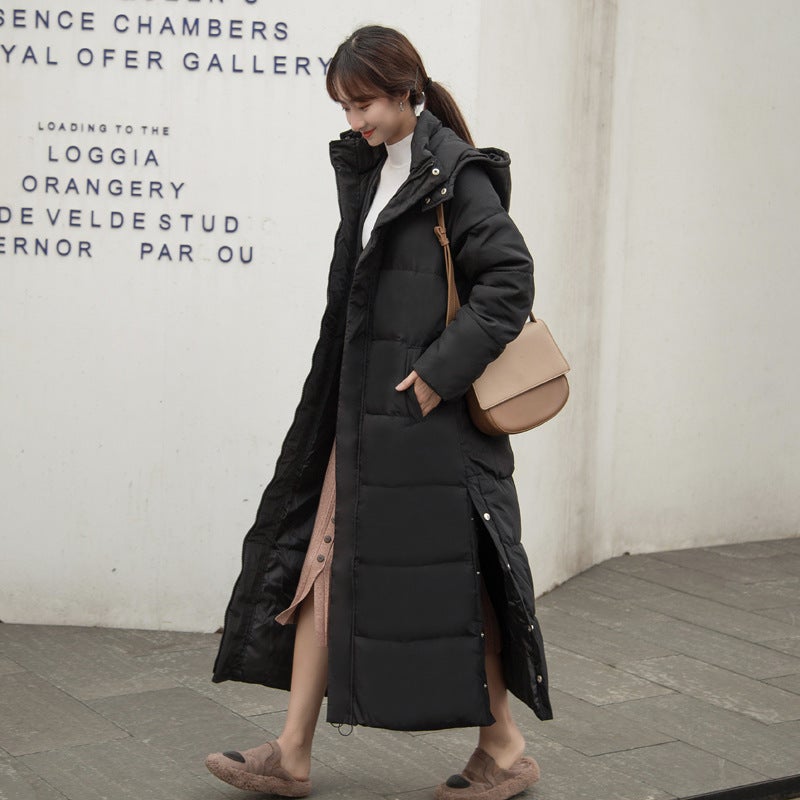 Womens Winter Korean Long BF Cotton Padded Coat rice white  - Image 2