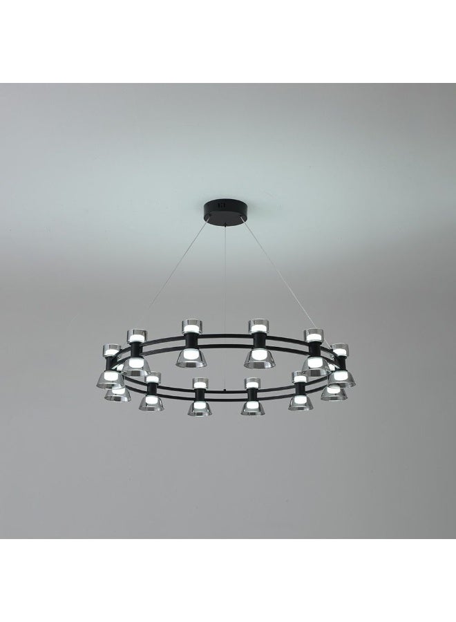 DANUBE HOME Danube Home Porto Modern Chandelier For Living Room| 24- Lights Indoor Lighting Fixture With LED-Lights (Included)| Metal Frame With Black Finish| 3000k Brilliant Light|L83xW83xH23cm (1 Year Warranty)  - Image 1