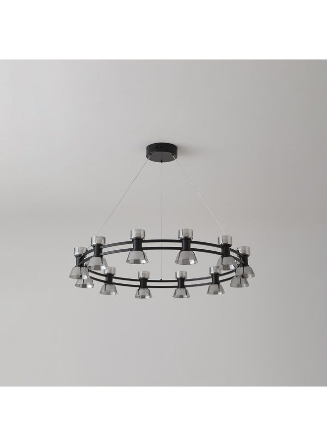 DANUBE HOME Danube Home Porto Modern Chandelier For Living Room| 24- Lights Indoor Lighting Fixture With LED-Lights (Included)| Metal Frame With Black Finish| 3000k Brilliant Light|L83xW83xH23cm (1 Year Warranty)  - Image 2