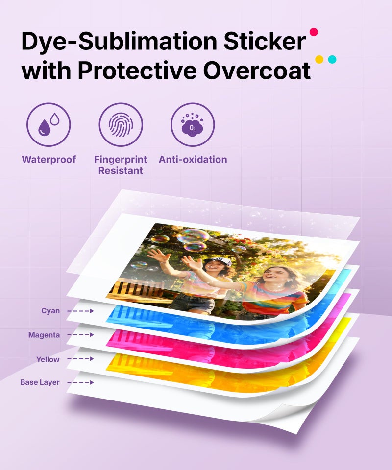 Liene Pearl N200 Pro Portable Photo Printer Photo Paper 50 Sheets & 5 Cartridges, Picture Printer Sticker Paper Adhesive, Waterproof, Smudge Proof, Photo Paper Only for DMP130 for Scrapbook - Image 5