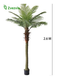 Zvezvia 2.6M Artificial Palm Tree 18 Leaves Outdoor Patio and Indoor Decor,Realistic,Maintenance-Free Tropical Plant 