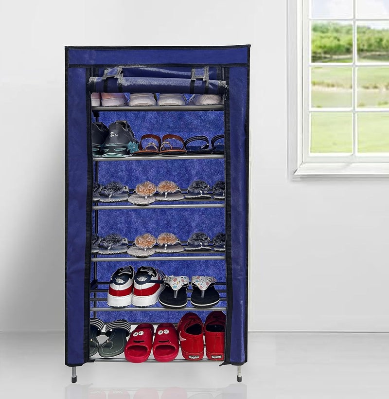 PHILOSHOP PHILOSHOP Heavy Duty DIY MultiStorage Rack Shelf Metal Shoe Stand 6Layer ColorDark Blue - Image 1