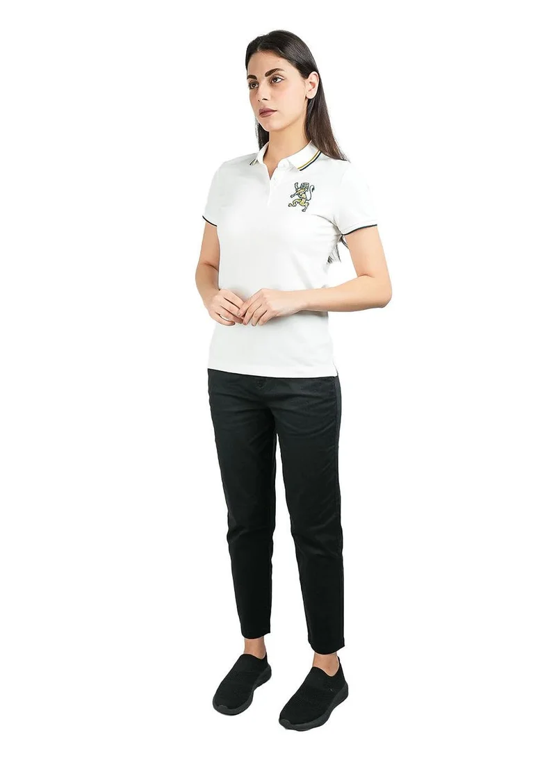 GIORDANO Women's Cotton Lycra 3D Lion Embroidery Polo