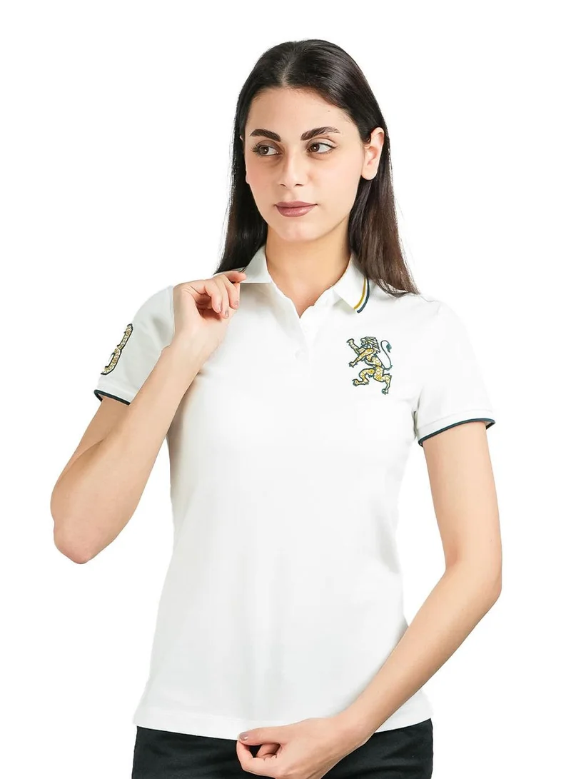 GIORDANO Women's Cotton Lycra 3D Lion Embroidery Polo
