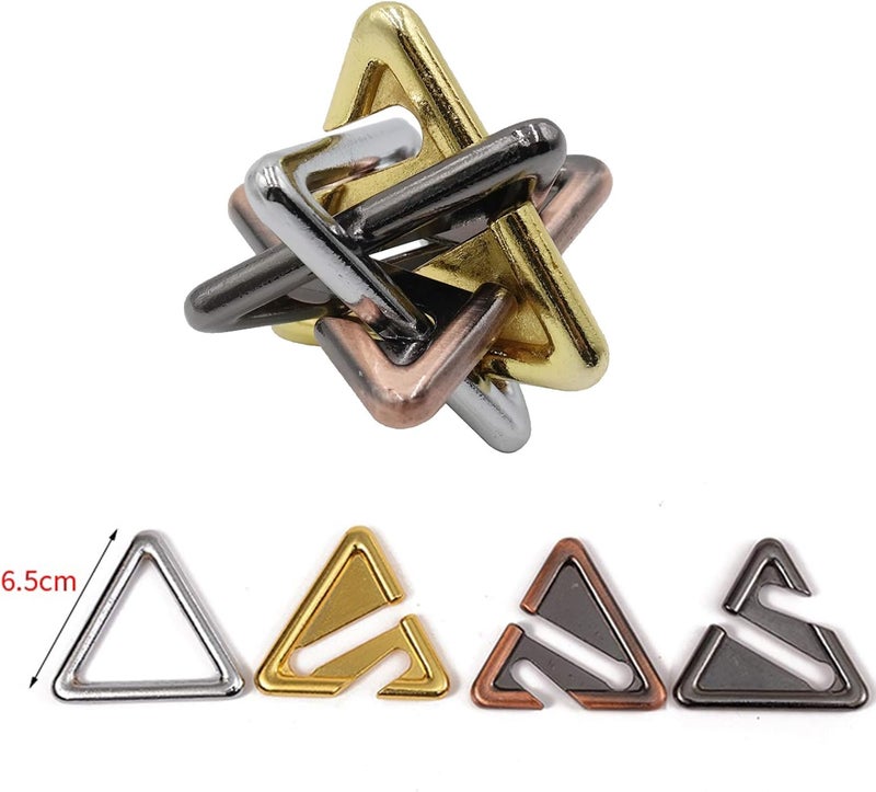klarako IQ Test Toy Disentanglement Puzzles Toy IQ Test Metal Brain Teaser Puzzles Brain Teasers Metal Puzzle Locks - Triangle - Image 4