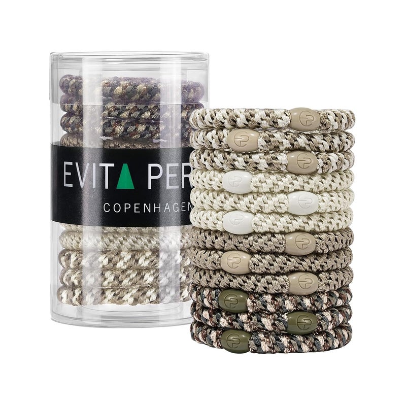 EVITA PERONI 12 Pcs Hair Ties Hair Bands for Thick and Curly Hair Ponytail Holders High Elastics No Damage No Crease Hair Accessories for Women and Girls (Light Coffee)