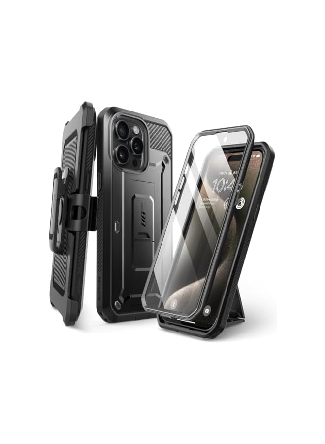 SUPCASE Unicorn Beetle Pro Series Case for iPhone 15 Pro, 6.1 Inch (2023), Built-In Screen Protector Full-Body Rugged Holster Case - Black - Image 1