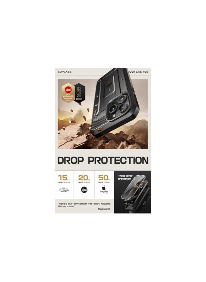 SUPCASE Unicorn Beetle Pro Series Case for iPhone 15 Pro, 6.1 Inch (2023), Built-In Screen Protector Full-Body Rugged Holster Case - Black - Image 3
