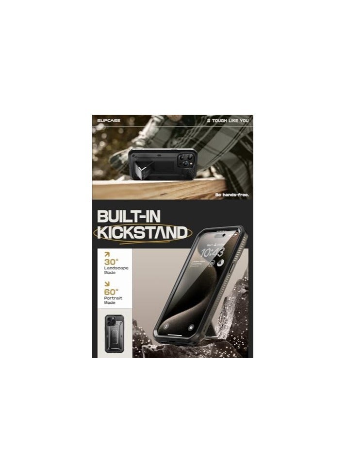 SUPCASE Unicorn Beetle Pro Series Case for iPhone 15 Pro, 6.1 Inch (2023), Built-In Screen Protector Full-Body Rugged Holster Case - Black - Image 4