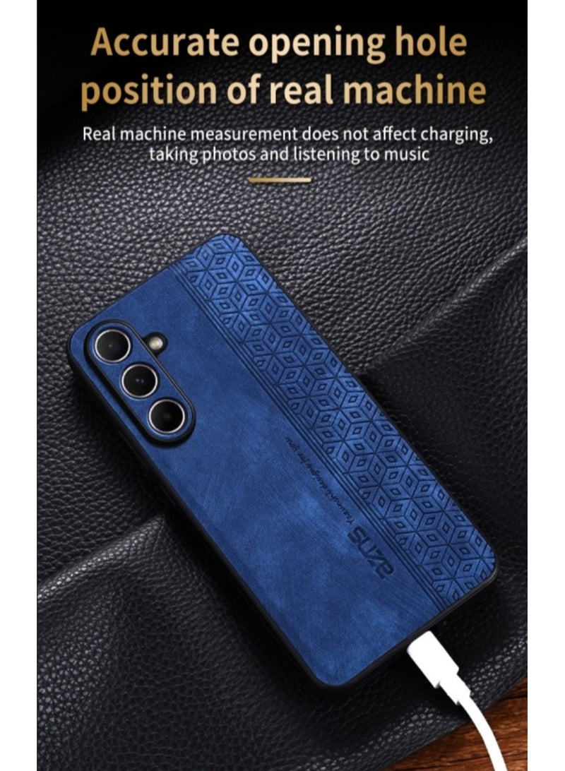 ICARLUS For Samsung Galaxy A57 Anti-scratch Phone Case Imprinted Leather Coated TPU Cover - Blue - Image 5