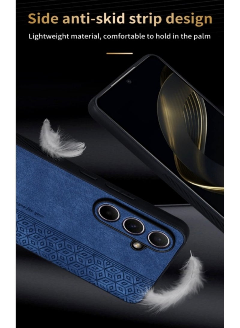 ICARLUS For Samsung Galaxy A57 Anti-scratch Phone Case Imprinted Leather Coated TPU Cover - Blue - Image 3