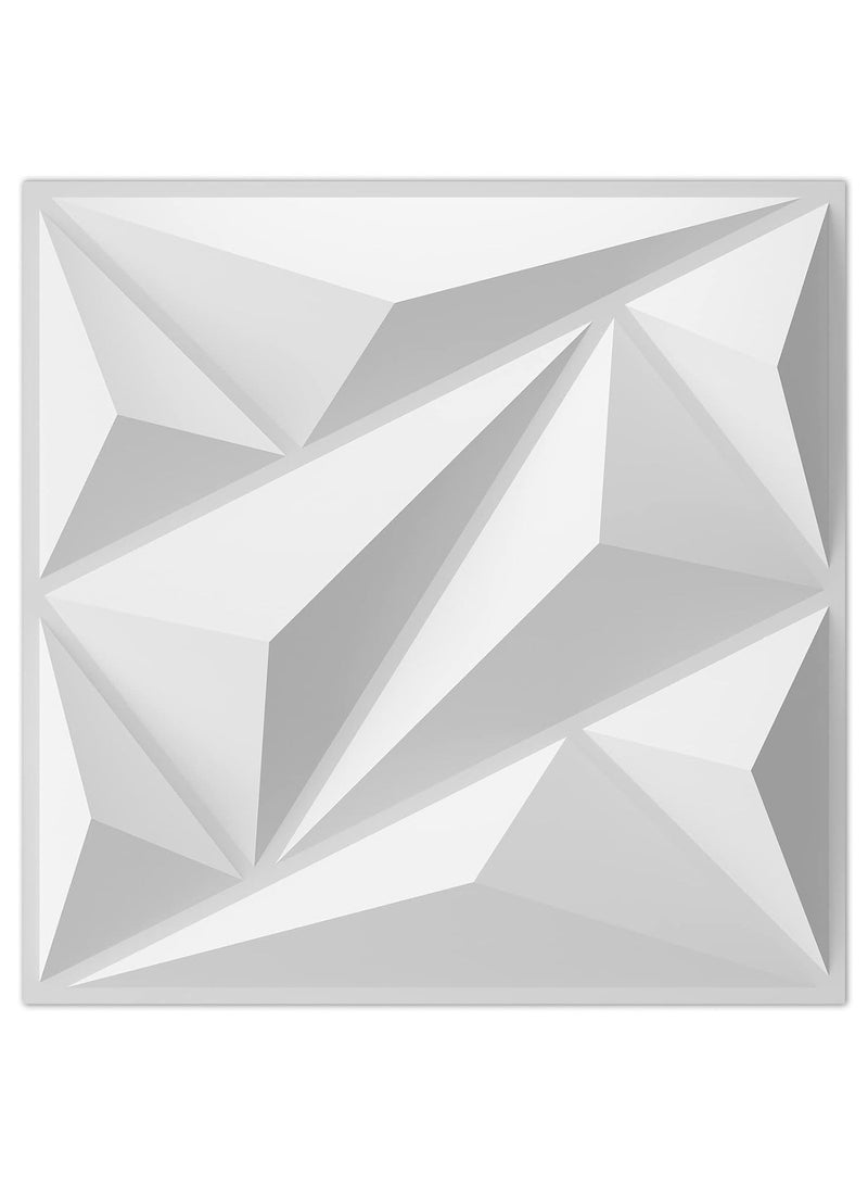 3D Wall Panels, Diamond Design PVC Wallpaper, Decorative PVC Wall Covering, Each Panel 30x30cm, White, 12 Pieces - Image 2
