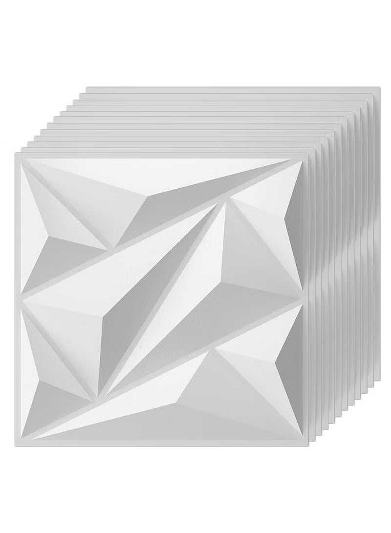 3D Wall Panels, Diamond Design PVC Wallpaper, Decorative PVC Wall Covering, Each Panel 30x30cm, White, 12 Pieces - Image 1