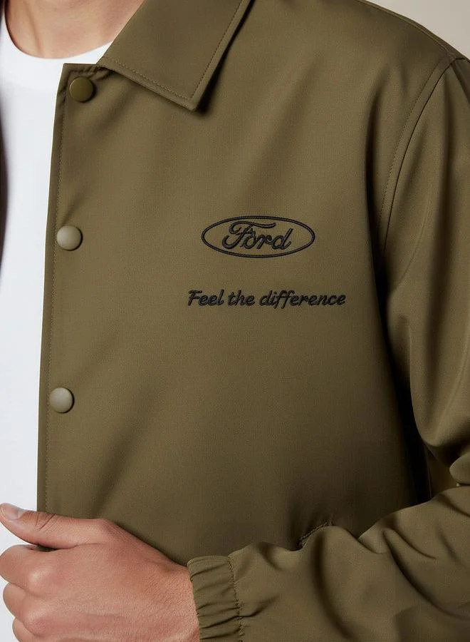 SP Characters  Men Relaxed Fit Ford Logo Embroidered Coach Jacket for Men | Best Price UAE