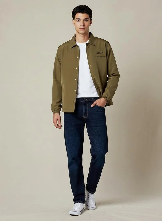 SP Characters  Men Relaxed Fit Ford Logo Embroidered Coach Jacket for Men | Best Price UAE