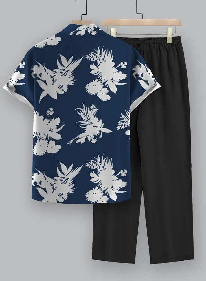 Take Two Take Two Graphic Print Button Up Shirt and Pants Co-Ords