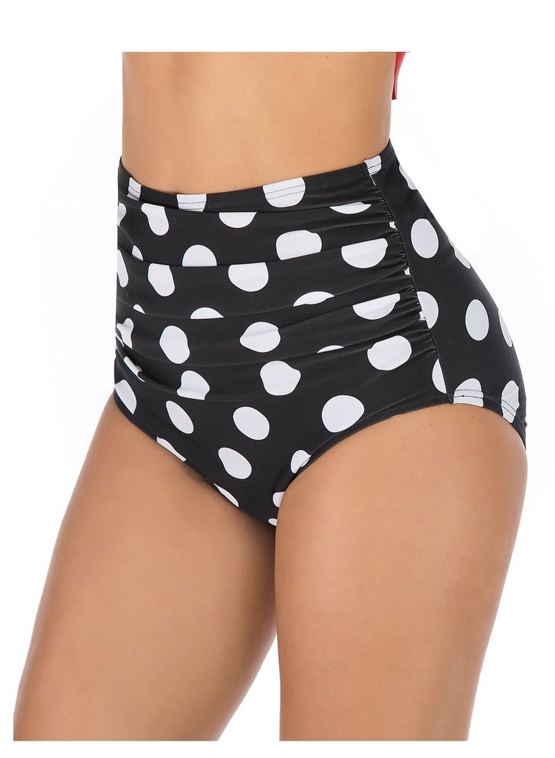 Loquat Black and white polka dots swimsuit high waist split type halter belt suspenders swimsuit lady bikini  - Image 5