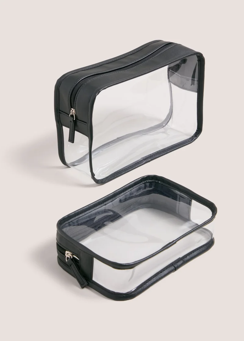 Matalan 2 Pack Black Clear Cosmetic Bags