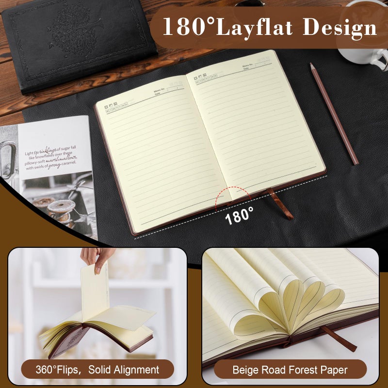 Fetinar Leather Journal Notebook,300 Pages Hope Tree Softcover Lined Notebook for Women Men,300 Travel,Business,Work,Office,School Note Taking,5.7'' X 8.3''(brown) - Image 3