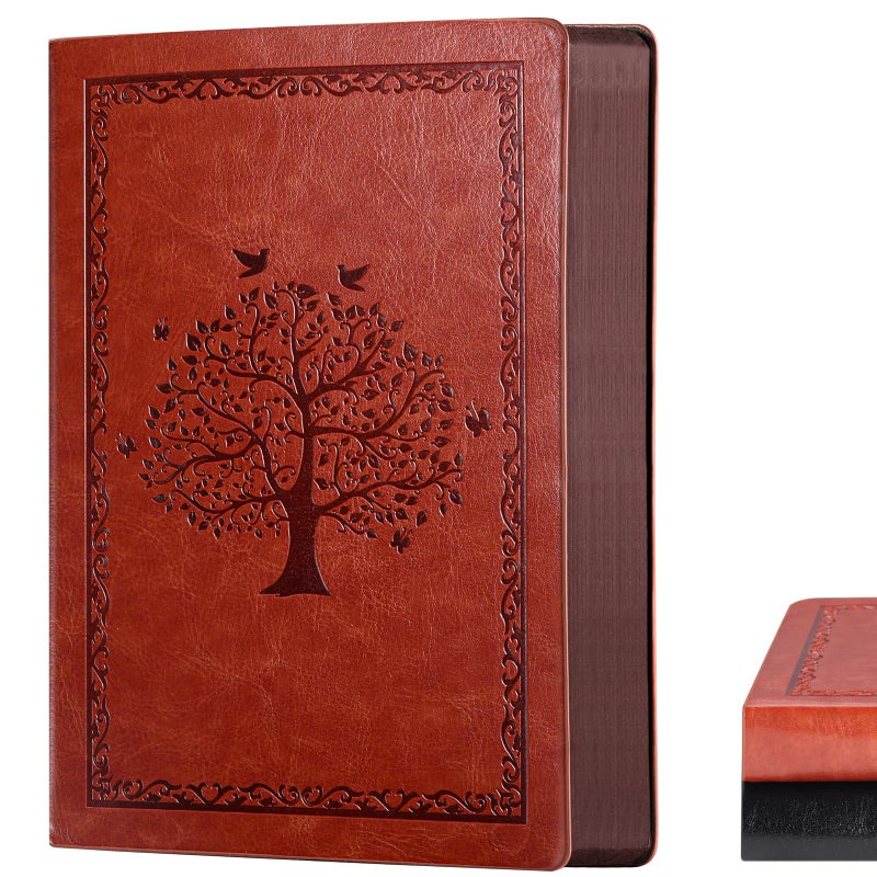 Fetinar Leather Journal Notebook,300 Pages Hope Tree Softcover Lined Notebook for Women Men,300 Travel,Business,Work,Office,School Note Taking,5.7'' X 8.3''(brown) - Image 1