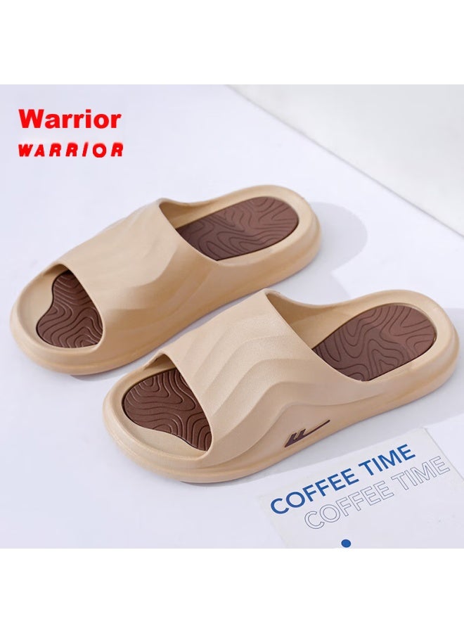 Pull Back Warrior Sports نعال للرجال، صندل حمام داخلي خارجي ماص للصدمات مقاوم للانزلاق بسماكة Hl3967 اللون الكاكي المقاس 42-43 - Image 4