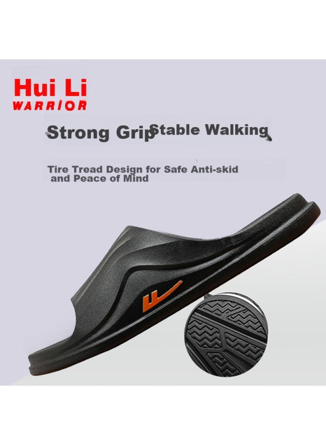 Pull Back Warrior Sports نعال للرجال، صندل حمام داخلي خارجي ماص للصدمات مقاوم للانزلاق بسماكة Hl3967 اللون الكاكي المقاس 42-43 - Image 2