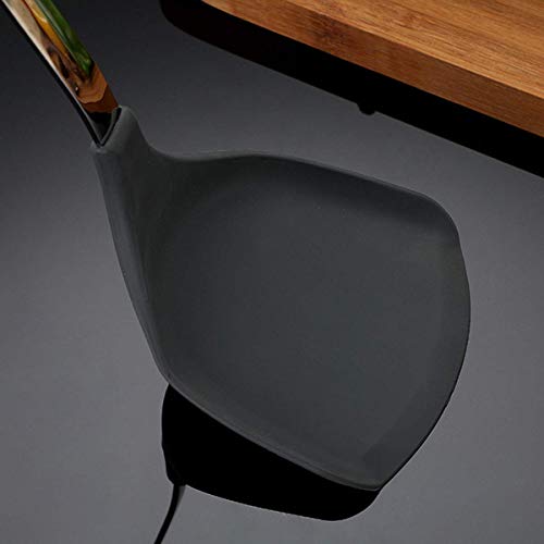 pepplo Flexible Silicone Spatula Turner Heat-Resistant Non-Stick Kitchen Utensil Non-Slip Cooking Tool for Flipping Eggs, Burgers, Crepes and More (1pcs) (Black) - Image 3