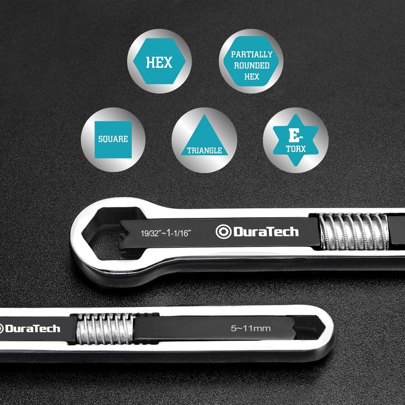 DURATECH Universal Wrench Set, Adjustable Wrench Set, SAE & Metric, 8-inch&10-inch, 44 sizes in 2 Piece, Drop Forged, ANSI standard - Image 5