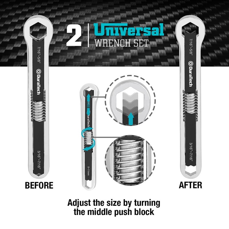 DURATECH Universal Wrench Set, Adjustable Wrench Set, SAE & Metric, 8-inch&10-inch, 44 sizes in 2 Piece, Drop Forged, ANSI standard - Image 3