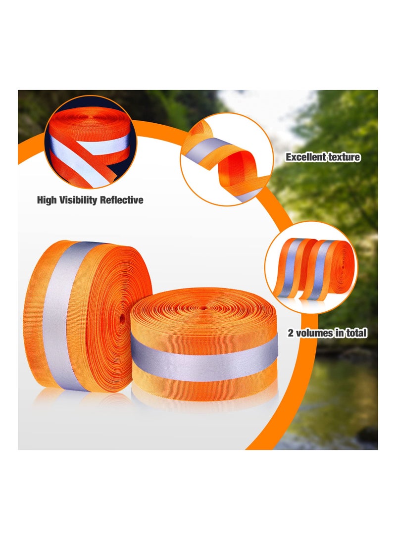 Traffic Warning Tape, 2 Roll High Visibility Reflective Fabric Stripe Webbing Ribbon DIY Sew On Fabric Tape Trim Strip for Warning Safety Trim on Vest Belt Jacket Bag Pants Shoes 5 Meters Orange  - Image 5