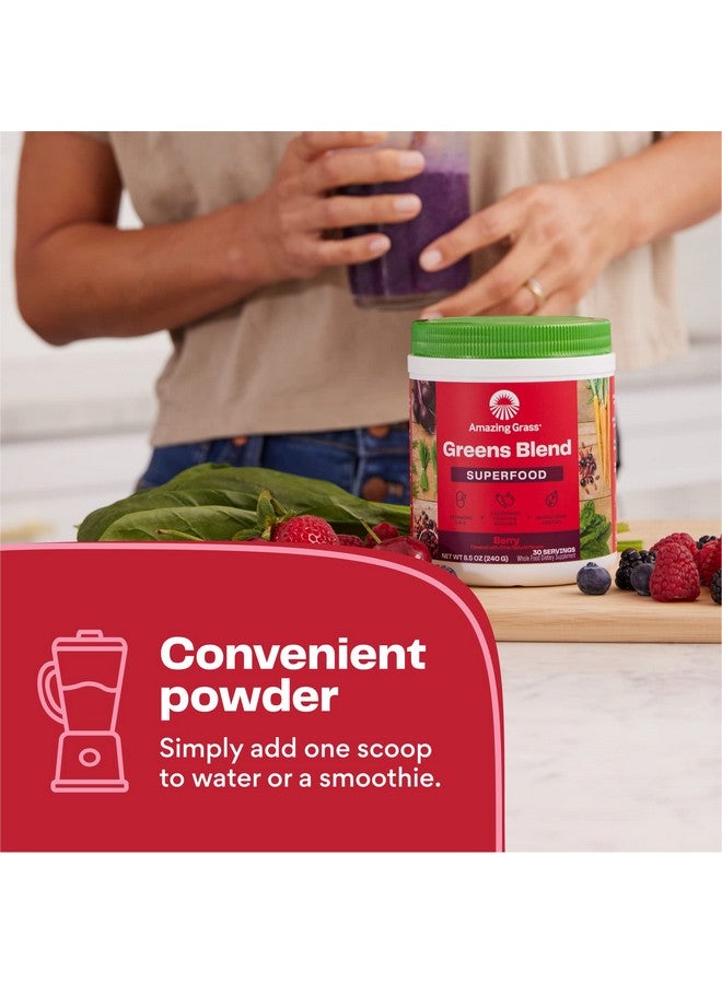Amazing Grass Greens Superfood Powder: Greens Powder with Digestive Enzymes & Probiotics, Organic Spirulina, Chlorella, and Beet Root Powder, Berry, 60 Servings - Image 4