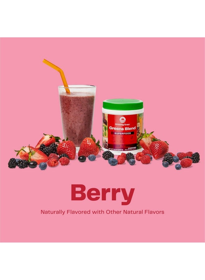 Amazing Grass Greens Superfood Powder: Greens Powder with Digestive Enzymes & Probiotics, Organic Spirulina, Chlorella, and Beet Root Powder, Berry, 60 Servings - Image 2