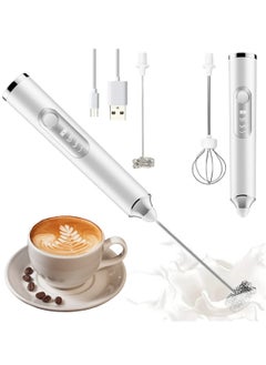KASTWAVE Handheld Milk Frother 2 Stainless Steel Heads 3 Speeds Rechargeable Ideal for Lattes Cappuccinos Matcha Hot Chocolate  - Image 1