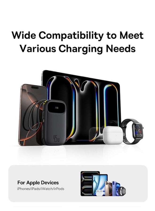 بيسوس باور بانك EnerFill FC31 بسعة 10000 مللي أمبير و45 واط للشحن السريع مع كابلين USB-C مدمجين وشاشة رقمية - Image 4