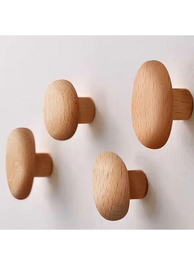 Walnut Wood Coat Rack Wall Mounted 4 Pcs Set Handcrafted Hooks For Backpacks Towels Hats - Image 3