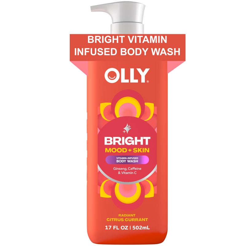OLLY Bright Body Wash with Ginseng, Caffeine & Vitamin Câ€“ Nourishing Cleanser for Skin Barrier Repair, Deep Hydration, Citrus Currant Scent, 17 oz - Image 1