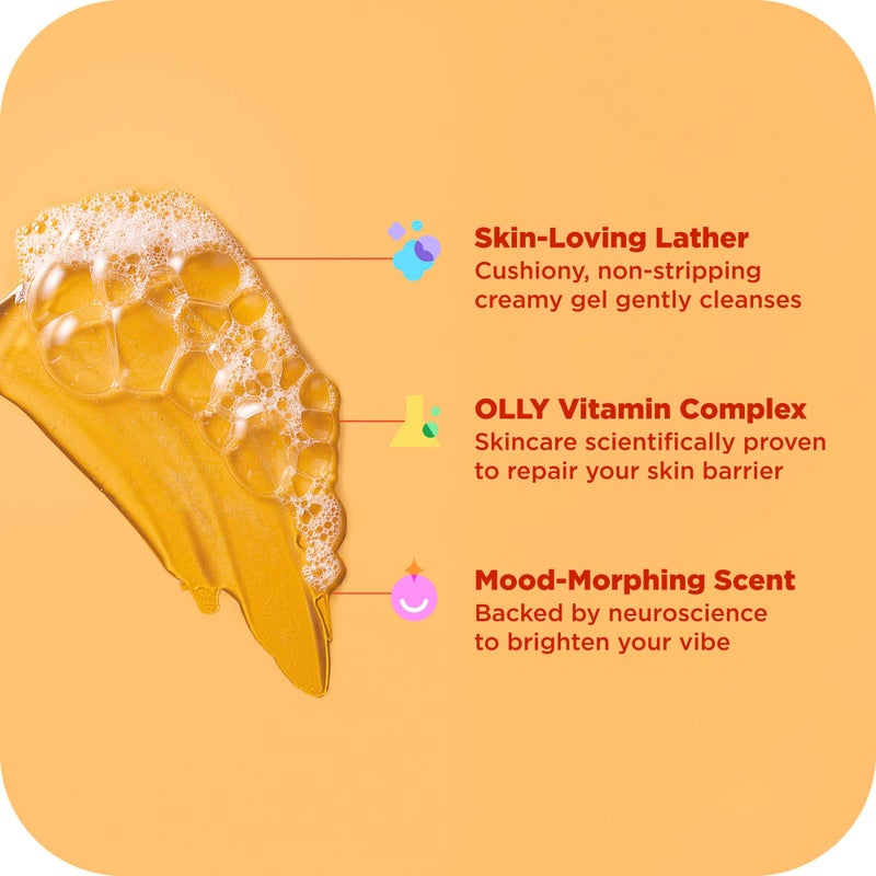 OLLY Bright Body Wash with Ginseng, Caffeine & Vitamin Câ€“ Nourishing Cleanser for Skin Barrier Repair, Deep Hydration, Citrus Currant Scent, 17 oz - Image 5