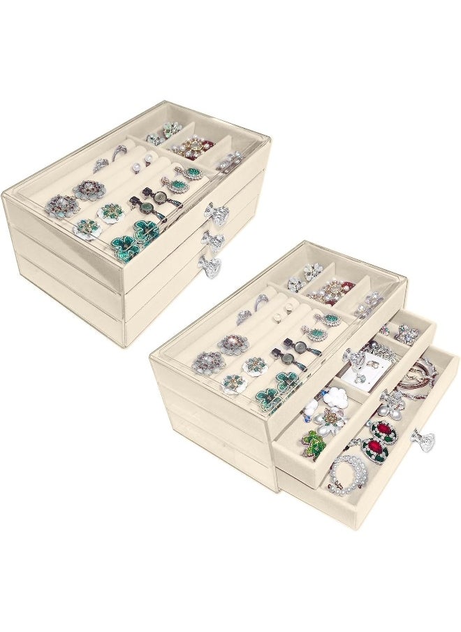 Generic SAFENHAND Velvet Jewelry Organizer with 3 Drawers, Clear Acrylic Jewelry Box for Earrings, Bangles, Bracelets, Necklaces, and Rings  - Image 5