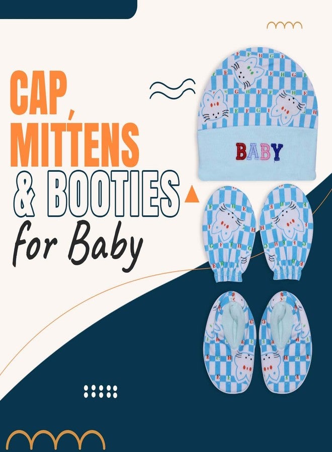 Fully Soft Cotton Baby Caps Mittens and Booties Set For Newborn Babies (0-6 Months) Pack of 2 Sets (Model 2, Standard) - Image 3