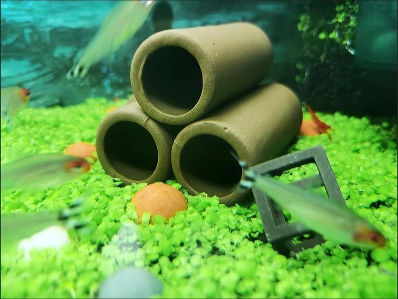 OrgMemory Ceramic Shelters, 2 pcs, Fish Tank Accessories, Fish House, Aquarium Hideout, Swim Holes Aquatic, Aquarium Cave, Ceramic Decoration for Freshwater and Saltwater Fish Tank (Pipes) - Image 4