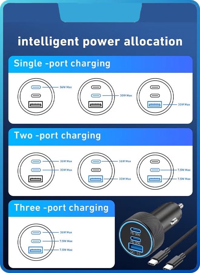 USB-C Car Charger, Ultra-Compact Dual Port Car Adapter With Super-Fast 30W USB Type-C Power Delivery Port And High-Speed 30W QC 3.0 USB Port Silver - Image 4