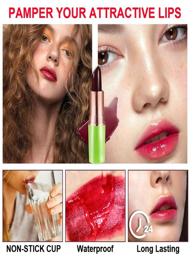 BINGBRUSH Aloe vera Color Changing Lipstick,Moisturizer Long Lasting Lip Care Magic Lip Gloss,Makeup Lipstick Set (1pc 04#Cherry, A-1pc) - Image 5