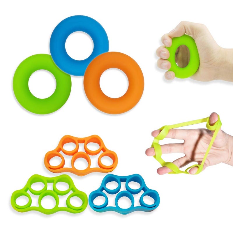 Pnrskter Hand Grip Strengthener, Finger Exerciser, Grip Strength Trainer (6 PCS),New Material,Forearm Grip Workout, Finger Stretcher, Relieve Wrist Pain, Carpal Tunnel (Large) - Image 1