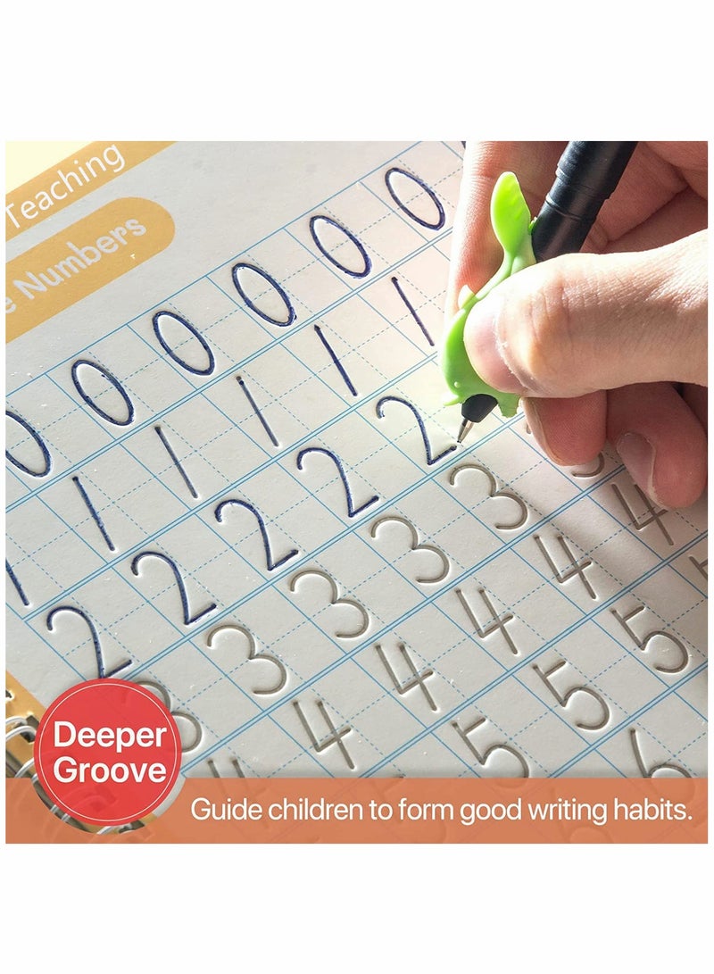 Magic Practice Copybook Set for Kids - 4 Reusable Handwriting Workbooks for English, Calligraphy, and Math Tracing with Magic Pen for Fun Learning and Skill Development. - Image 5