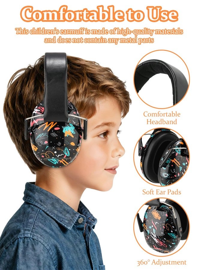 Kimitimi Kids Noise Reduction Ear Muffs - SNR 25-31dB Noise Cancelling Headphones for Children Adults, Over-Ear Hearing Protection for Autism Sensory, Concerts/Fireworks/Air Shows - Black Graffiti - Image 3
