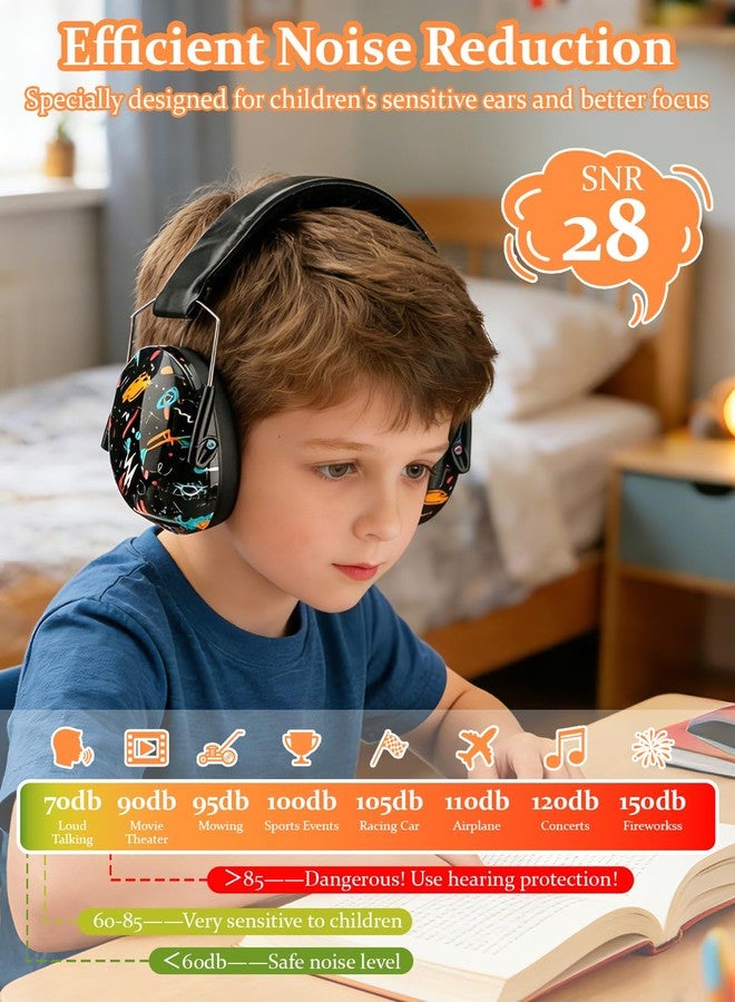 Kimitimi Kids Noise Reduction Ear Muffs - SNR 25-31dB Noise Cancelling Headphones for Children Adults, Over-Ear Hearing Protection for Autism Sensory, Concerts/Fireworks/Air Shows - Black Graffiti - Image 2