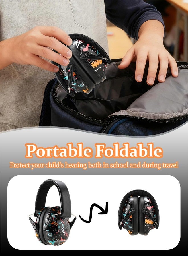 Kimitimi Kids Noise Reduction Ear Muffs - SNR 25-31dB Noise Cancelling Headphones for Children Adults, Over-Ear Hearing Protection for Autism Sensory, Concerts/Fireworks/Air Shows - Black Graffiti - Image 4